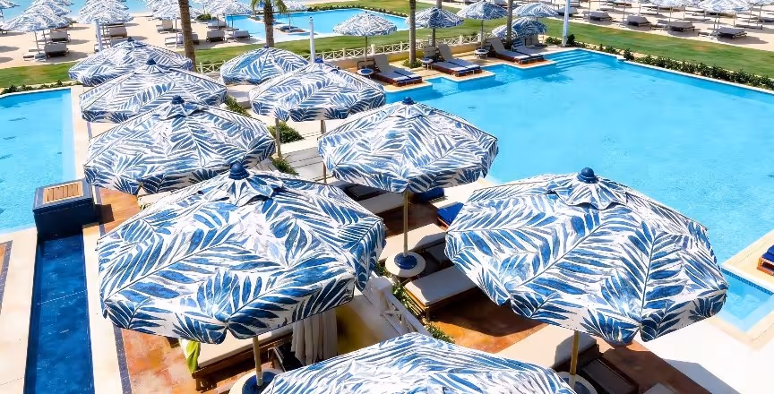 Poolside umbrellas