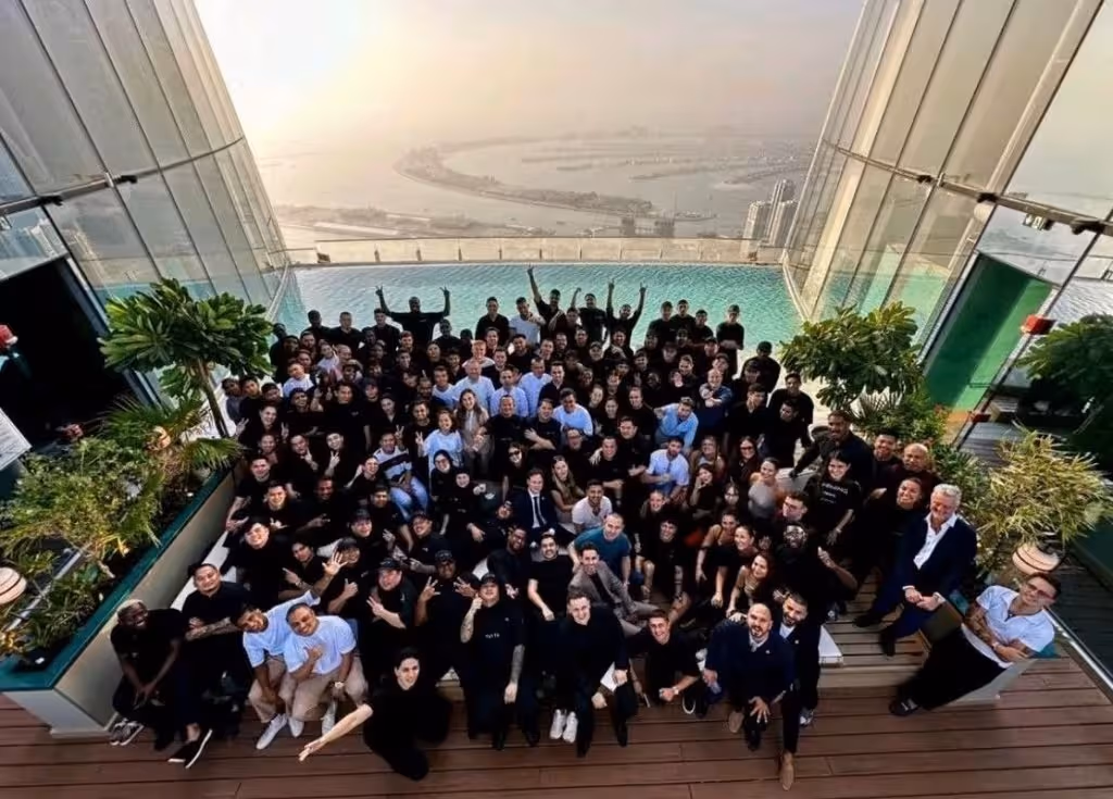 Large group on rooftop