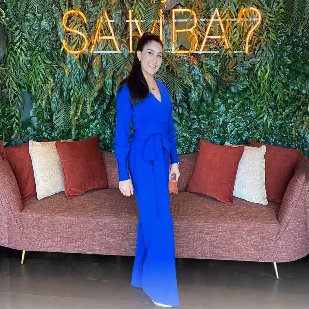 Woman in blue